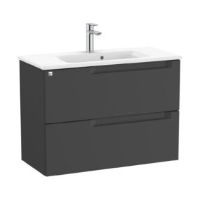 Roca Aleyda 800 x 460mm Standard 2 Drawer Unit Only - Matt Black (excl. basin & countertop)