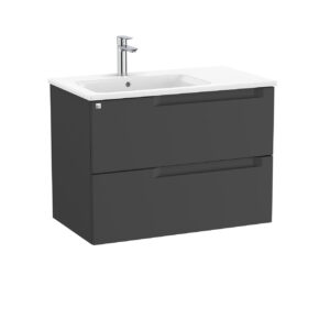 Roca Aleyda 800 x 460mm Standard 2 Drawer Unit Only for L-H Basin - Matt Black (excl. basin & top)