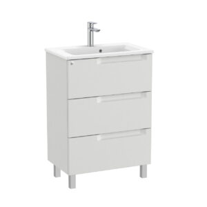 Roca Aleyda 600 x 460mm Standard 3 Drawer Unit Only - Pebble Grey (excl. basin)