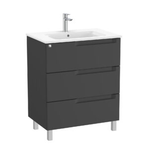 Roca Aleyda 600 x 460mm Standard 3 Drawer Unit Only - Matt Black (excl. basin)