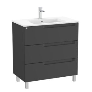 Roca Aleyda 800 x 460mm Standard 3 Drawer Unit Only - Matt Black (excl. basin & countertop)