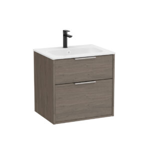 Roca Optica 600mm Vanity Unit 2 Drawer Only - Dark Oak