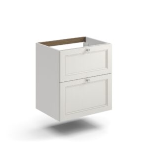 Ellis Kensington 2 Drawer Vanity Unit 600 x 455 x 645mm - Stone White (excl. basin)