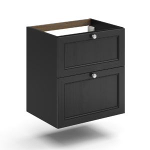 Ellis Kensington 2 Drawer Vanity Unit 600 x 455 x 645mm - Charcoal (excl. basin)