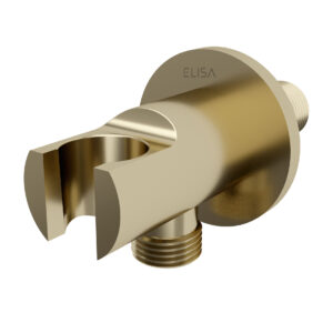 Elisa Round Wall Outlet with Combined Shower Holder - Brushed Brass
