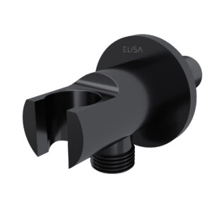 Elisa Round Wall Outlet with Combined Shower Holder - Matt Black