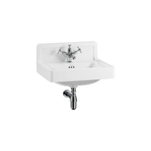 Burlington Contemporary Basin 56cm with upstand - 1 Tap Hole - White