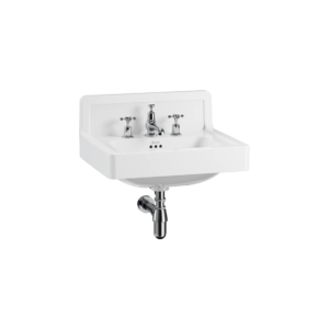 Burlington Contemporary Basin 56cm with upstand - 3 Tap Hole - White