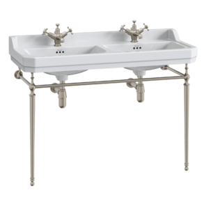 Burlington Edwardian 1200mm Double Basin - 1 Tap Hole - White