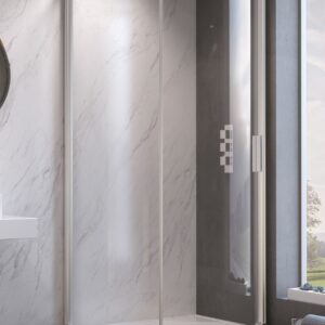 Kudos Connect2 Offset Curved Quad 1000 x 810mm R/H Tray & Waste-White (Requires dedicated enclosure)