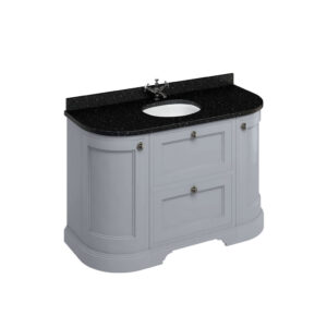 Burlington 134 Curved Freestanding 2 Door 2 Drawer Unit, Black Granite Top Integrated Bowl - Grey**