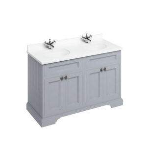 Burlington 130 Freestanding 4 Door Unit - Minerva White Top with Integrated Bowl - Grey