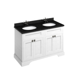 Burlington 130 Freestanding 4 Door Unit - Black Granite Top with Integrated Bowl - White**