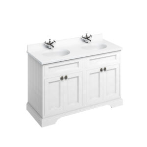 Burlington 130 Freestanding 4 Door Unit - Minerva White Top with Integrated Bowl - White