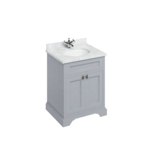 Burlington 65 Freestanding 2 Door Unit - White Carrara Top with Integrated Bowl - Grey