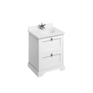Burlington 65 Freestanding 2 Drawer Unit - Minerva White Top with Integrated Bowl - Matt White