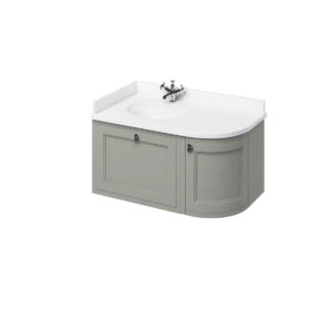 Burlington Wall Hung Curved 965mm Left Hand Vanity Unit Only - Dark Olive**