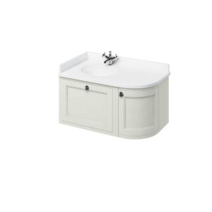 Burlington Wall Hung Curved 965mm Left Hand Vanity Unit Only - Sand**