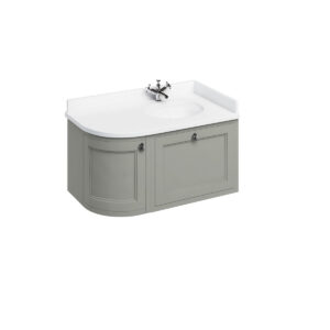 Burlington 965mm Curved Wall Hung Right Hand Vanity Unit Only - Dark Olive**