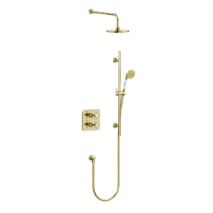 Burlington Guild Square Thermostatic Concealed Shower Set 4 - Gold