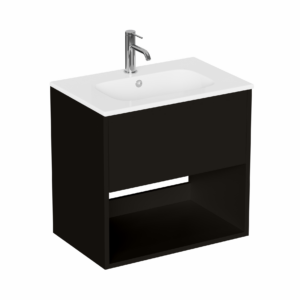 Britton Hackney 600mm Wall Mounted Basin Unit - Matt Black