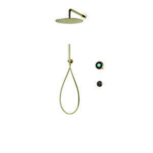 Elisa Intuition Divert Concealed Smart Hand Shower, Fixed Wall Head & Remote for HP/Combi - Brass