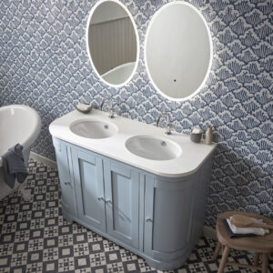 Tavistock Lansdown 1200 Curved Worktop for use with 2 Undermount Basin with Upstand - Arctic White