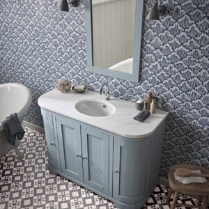 Tavistock Lansdown 1200 Curved Worktop for Undermount Basin with Upstand - Arctic White