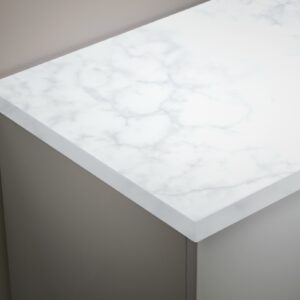 Tavistock Lansdown 1200 Curved Worktop for Undermount Basin with Upstand - Carrara White