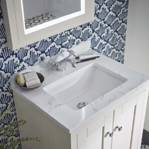 Tavistock Lansdown 600 Worktop for Undermount Basin with Upstand - Carrara Marble