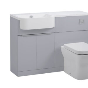 Tavistock Match 1200 L/HFurniture Unit inc Two Door Vanity Unit, WC Unit ex Cistern-Gloss Light Grey