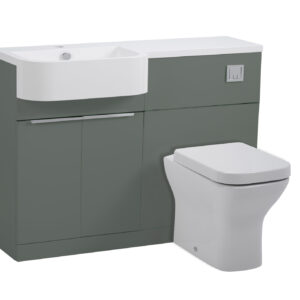 Tavistock Match 1200 L/H Furniture Unit inc Two Door Vanity Unit, WC Unit ex Cistern -Viridian Green