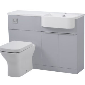 Tavistock Match 1200 R/HFurniture Unit inc Two Door Vanity Unit, WC Unit ex Cistern-Gloss Light Grey