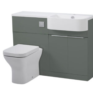 Tavistock Match 1200 R/H Furniture Unit inc Two Door Vanity Unit, WC Unit ex Cistern -Viridian Green