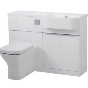 Tavistock Match 1200 R/H Furniture Unit inc Two Door Vanity Unit & WC Unit ex Cistern - Gloss White