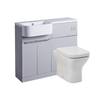 Tavistock Match 1000 L/HFurniture Unit inc Two Door Vanity Unit, WC Unit ex Cistern-Gloss Light Grey
