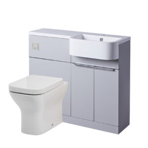 Tavistock Match 1000 R/HFurniture Unit inc Two Door Vanity Unit, WC Unit ex Cistern-Gloss Light Grey