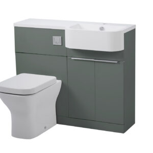 Tavistock Match 1000 R/HFurniture Unit inc Two Door Vanity Unit, WC Unit ex Cistern-Viridian Green