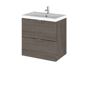 Hudson Reed Fusion 800mm Wall Hung Full Depth 2 Drawer Unit Only - Grey Avola