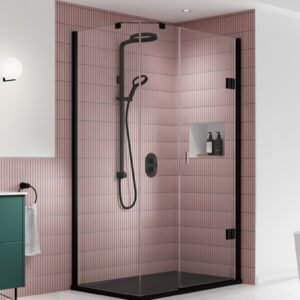 Kudos Pinnacle8 900mm Level Access Collection Hinged Door - Right Hand - Matt Black (P8HF90)