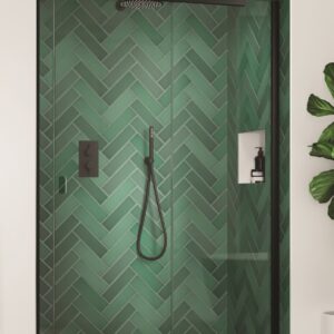 Kudos Pinnacle8 1300mm Level Access Collection Straight Slider -Right Hand- Matt Black (P8SF130RMBK)