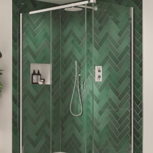 Kudos Pinnacle8 1400mm Level Access Collection Straight Slider - Left Hand - Silver (P8SF140L)