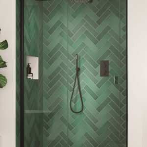 Kudos Pinnacle8 1500mm Level Access Collection Straight Slider -Left Hand- Matt Black (P8SF150LMBK)