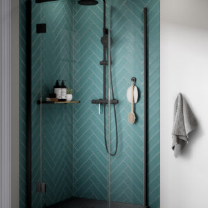 Kudos Pinnacle8 1300mm Hinged Corner Door - Left Hand - Black