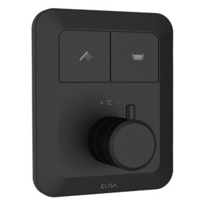 Elisa Emilie Push Button Dual Outlet Concealed Mixer Valve - Matt Black