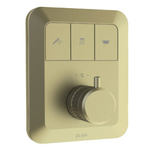 Elisa Emilie Push Button Triple Outlet Concealed Mixer Valve - Brushed Brass