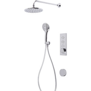 Tavistock Axiom Triple Function Push Button Shower System With Head, Outlet And Bath Filler - Chrome