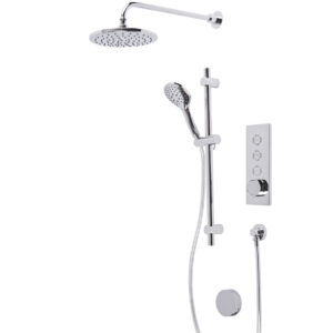 Tavistock Axiom Triple Function Push Button Shower System With Head, Riser Kit, Bath Filler - Chrome