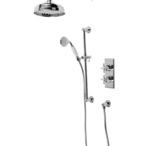 Tavistock Cheltenham Dual Function Concealed Shower System with fixed head and handset - Chrome