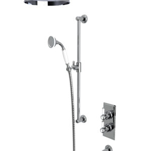 Tavistock Lansdown Dual Function Concealed Shower System With Riser Kit & Overhead Shower - Chrome